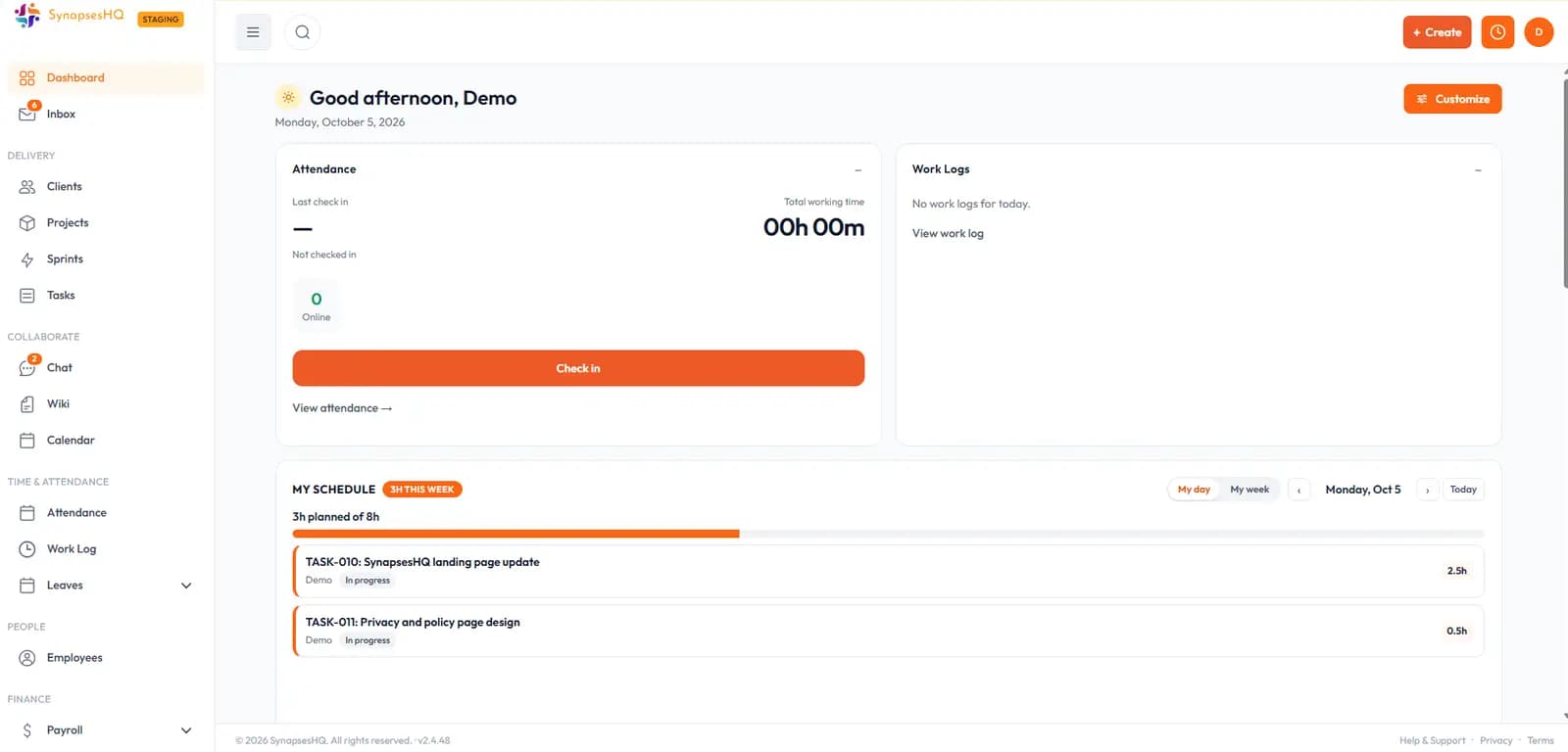SynapsesHQ dashboard preview